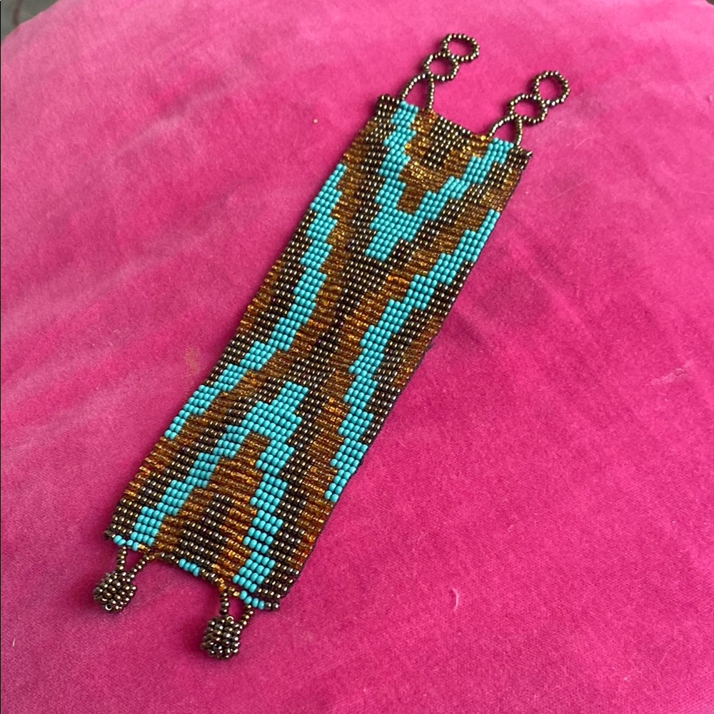 Beaded Bracelet in Turquoise and Brown